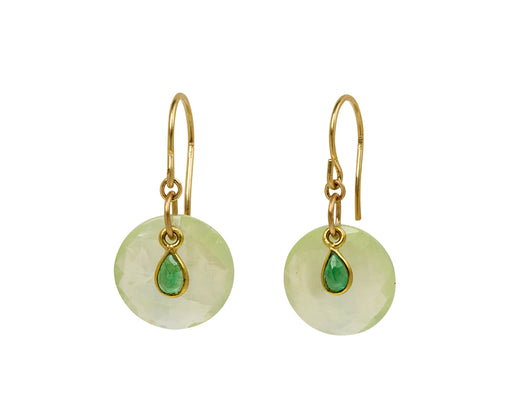 Margaret Solow Prehnite and Emerald Earrings