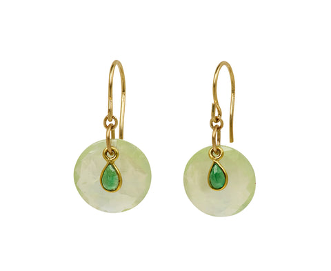 Margaret Solow Prehnite and Emerald Earrings