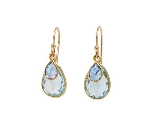 Margaret Solow Blue Topaz and Tanzanite Earrings