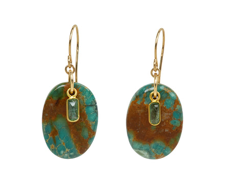 Margaret Solow Tibetian Turquoise and Emerald Earrings