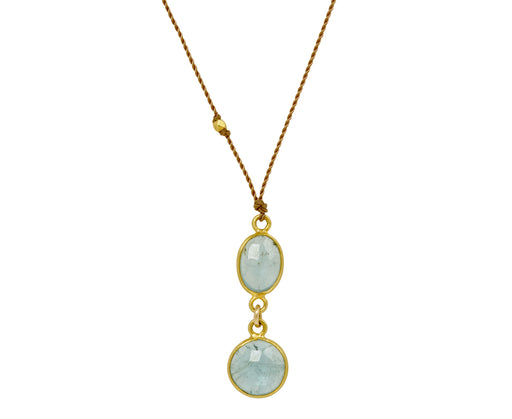 Margaret Solow Double Drop Aquamarine Pendant Necklace