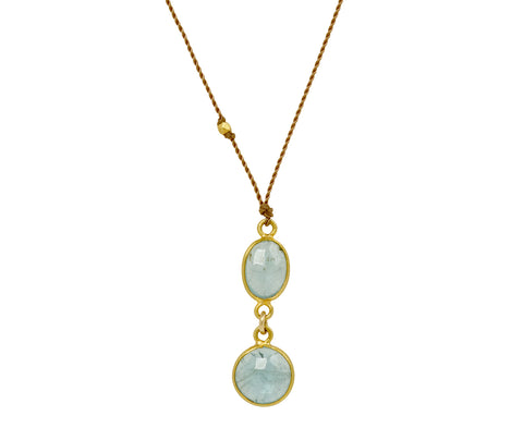 Margaret Solow Double Drop Aquamarine Pendant Necklace