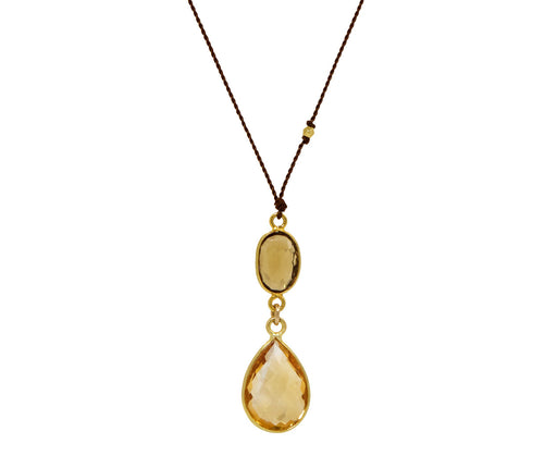 Margaret Solow Cognac Quartz and Citrine Pendant Necklace