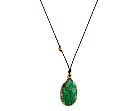 Margaret Solow Double Teardrop Emerald Pendant Necklace