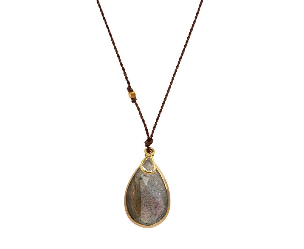 Margaret Solow Labradorite and Diamond Slice Pendant Necklace
