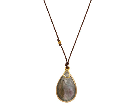 Margaret Solow Labradorite and Diamond Slice Pendant Necklace