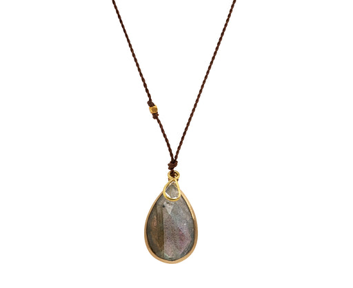 Margaret Solow Labradorite and Diamond Slice Pendant Necklace