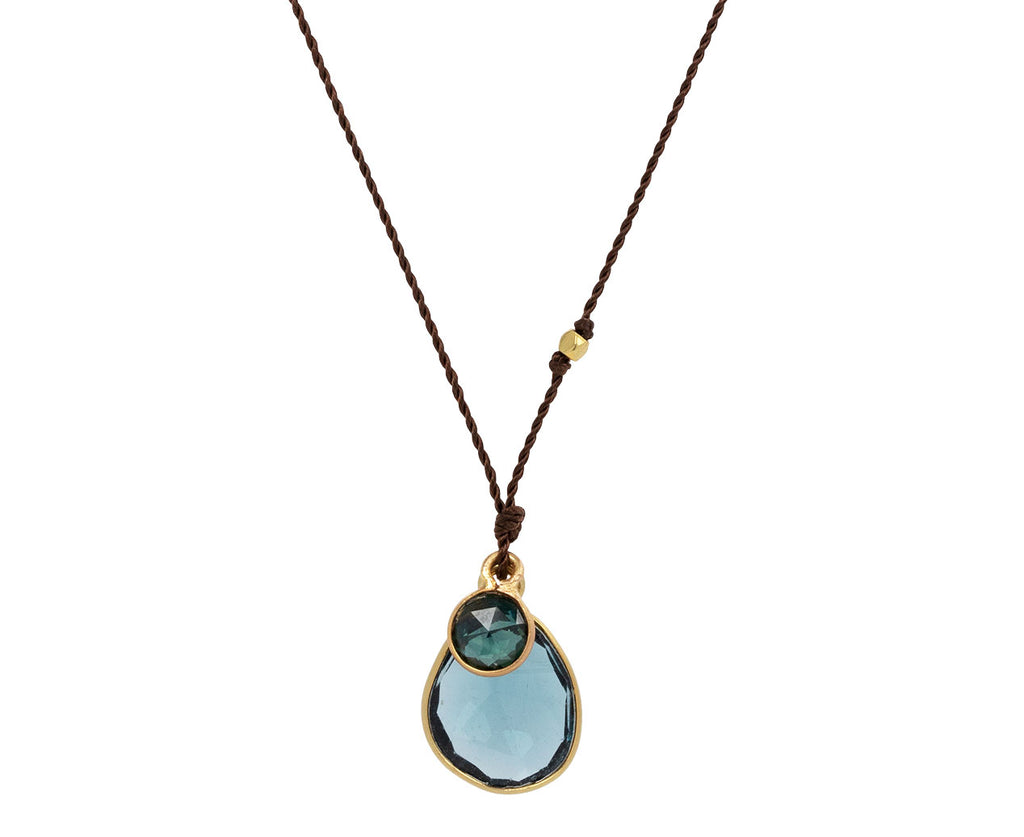 Margaret Solow London Blue Topaz and Tourmaline Pendant Necklace