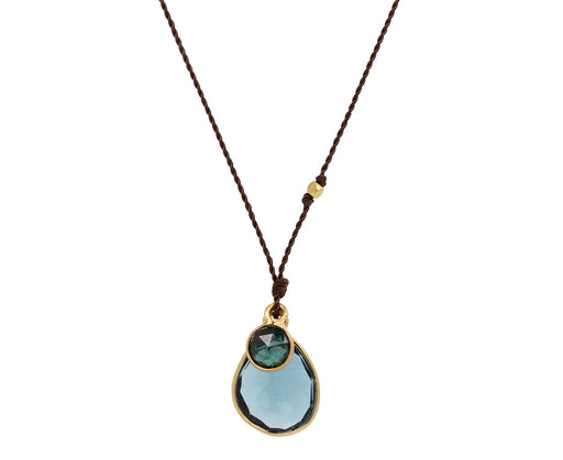 Margaret Solow London Blue Topaz and Tourmaline Pendant Necklace