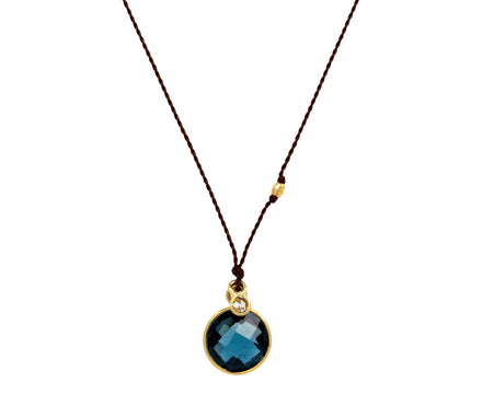 Margaret Solow Faceted London Blue Topaz and Rosecut Diamond Pendant Necklace