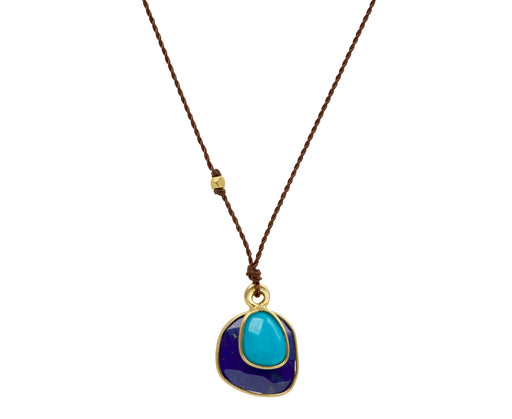 Margaret Solow Lapis and Turquoise Pendant Necklace