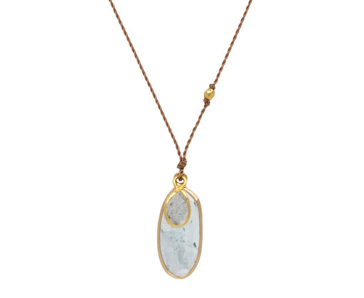 Margaret Solow Aquamarine and Diamond Slice Pendant Necklace