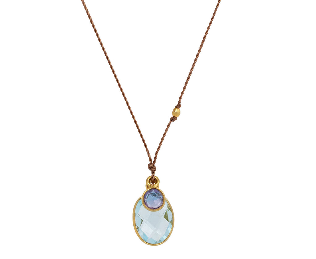 Margaret Solow Blue Topaz and Sapphire Pendant Necklace