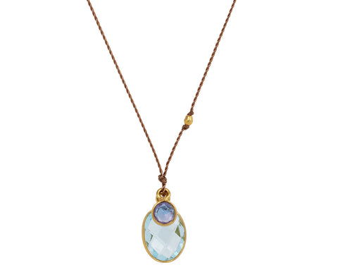 Margaret Solow Blue Topaz and Sapphire Pendant Necklace