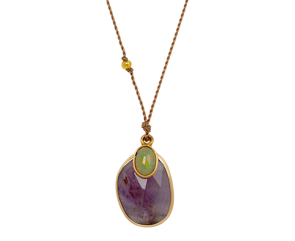 Margaret Solow Super Seven Quartz and Opal Pendant Necklace