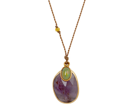 Margaret Solow Super Seven Quartz and Opal Pendant Necklace