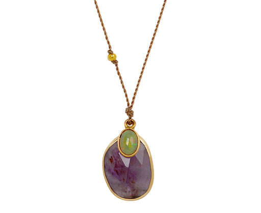 Margaret Solow Super Seven Quartz and Opal Pendant Necklace