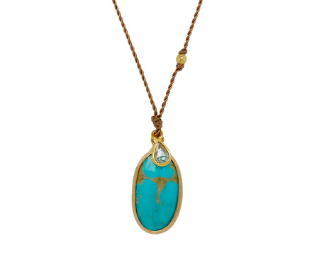 Margaret Solow Turquoise and Diamond Pendant Necklace