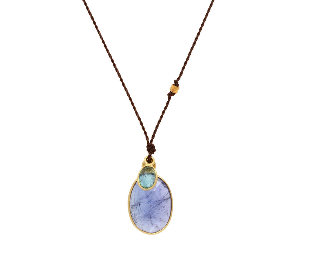 Margaret Solow Tanzanite and Emerald Pendant Necklace