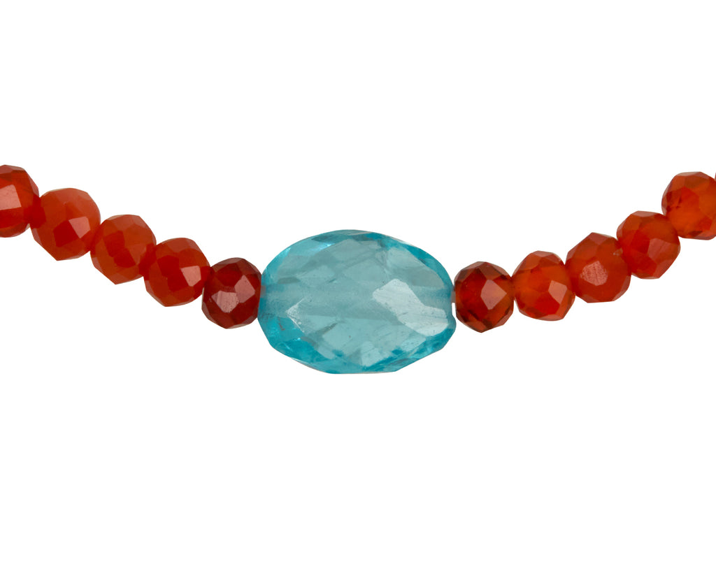 Margaret Solow Fire Opal and Apatite Beaded Bracelet - closeup