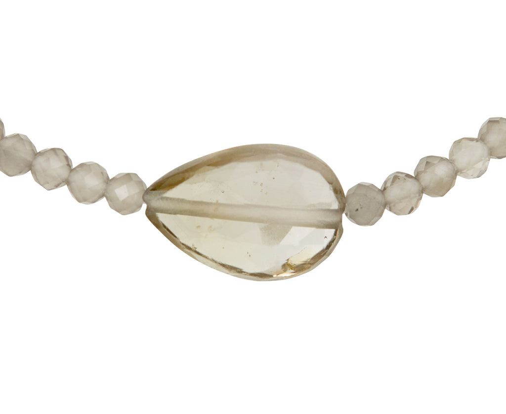 Margaret Solow Grey Moonstone and Tourmaline Beaded Bracelet - closeup