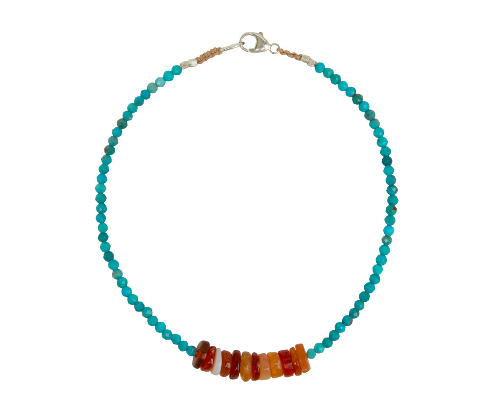 Margaret Solow Turquoise and Fire Opal Beaded Bracelet