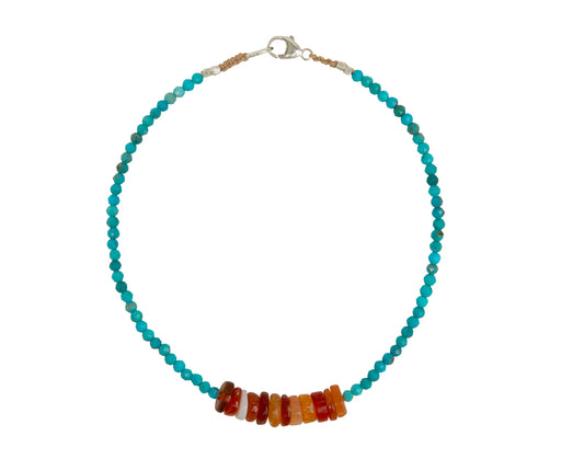 Margaret Solow Turquoise and Fire Opal Beaded Bracelet