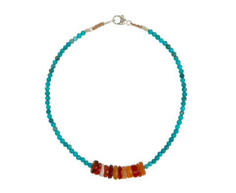 Margaret Solow Turquoise and Fire Opal Beaded Bracelet