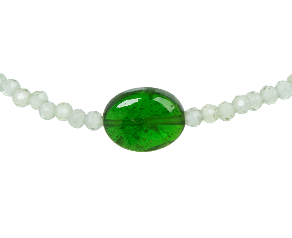 Margaret Solow Green Apatite and Chrome Diopside Beaded Bracelet - closeup