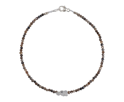 Margaret Solow Mystic Moonstone and Herkimer Quartz Beaded Bracelet