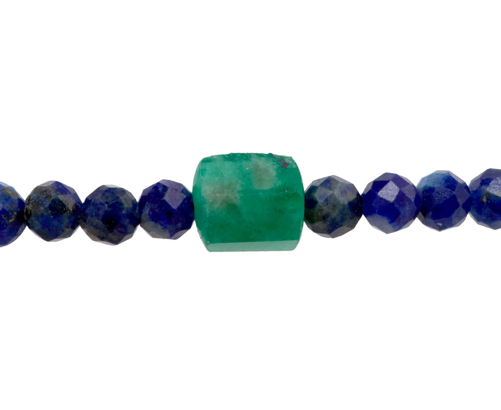 Margaret Solow Lapis and Emerald Beaded Bracelet - Closeup