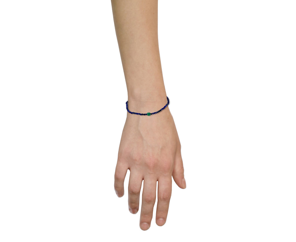 Margaret Solow Lapis and Emerald Beaded Bracelet - Profile