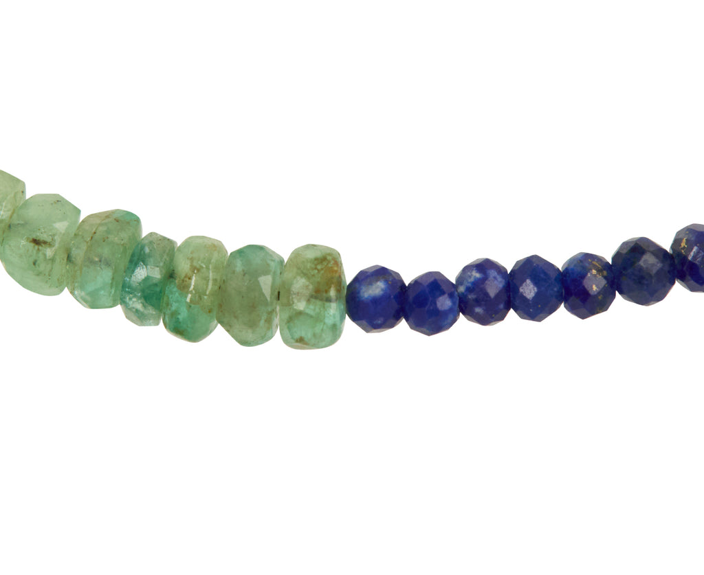 Margaret Solow Lapis and Emerald Beaded Bracelet - Closeup