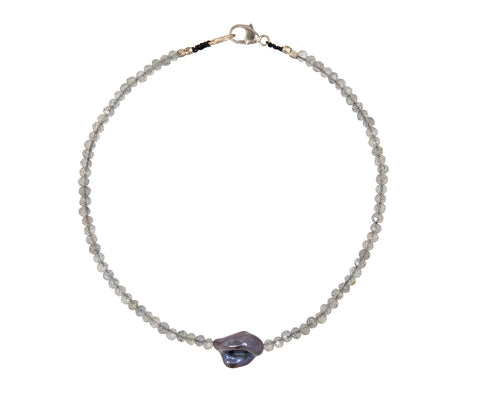 Margaret Solow Labradorite and Pearl Beaded Bracelet