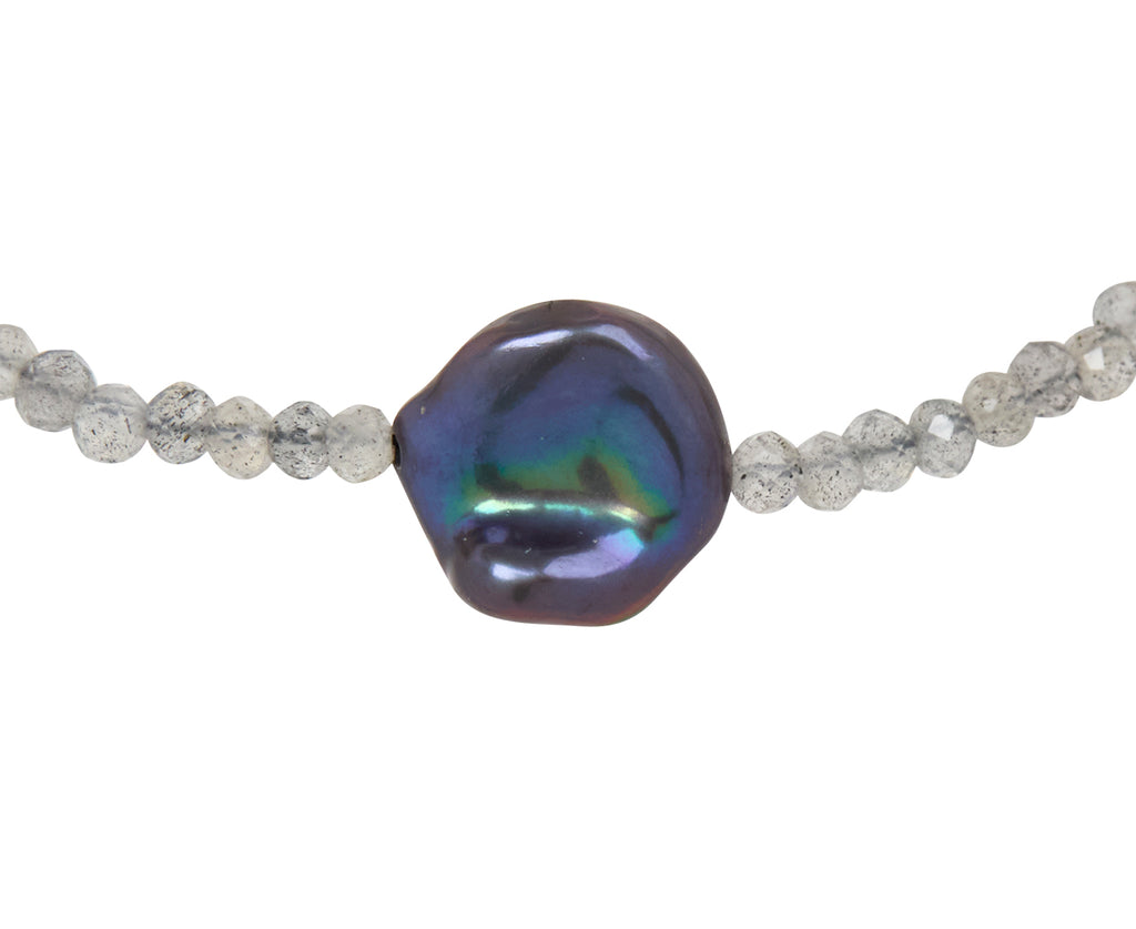 Margaret Solow Labradorite and Pearl Beaded Bracelet - Closeup