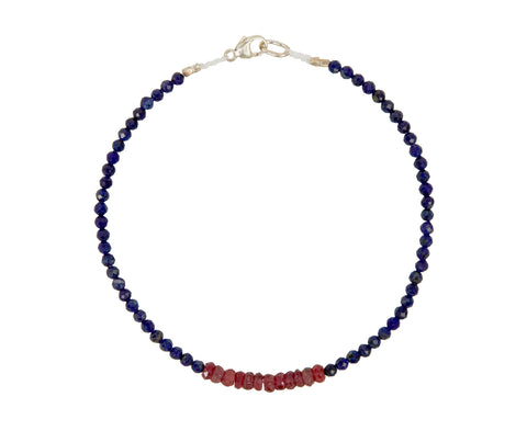 Margaret Solow Lapis and Pink Sapphire Beaded Bracelet