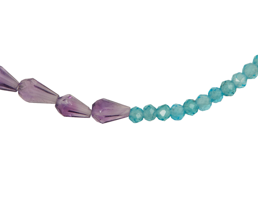 Margaret Solow Apatite and Amethyst Beaded Bracelet - closeup