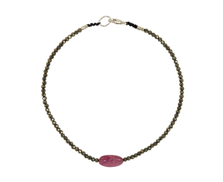 Margaret Solow Pyrite and Ruby Beaded Bracelet