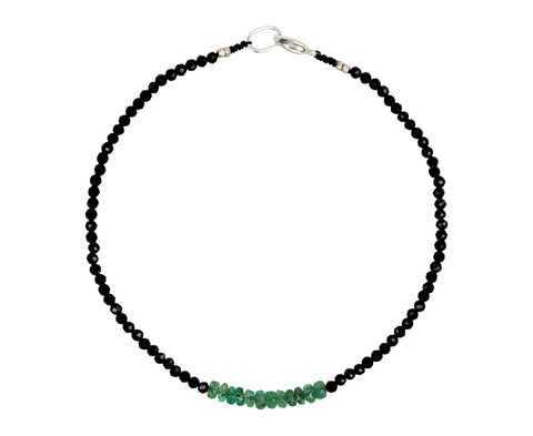 Margaret Solow Black Spinel and Emerald Beaded Bracelet