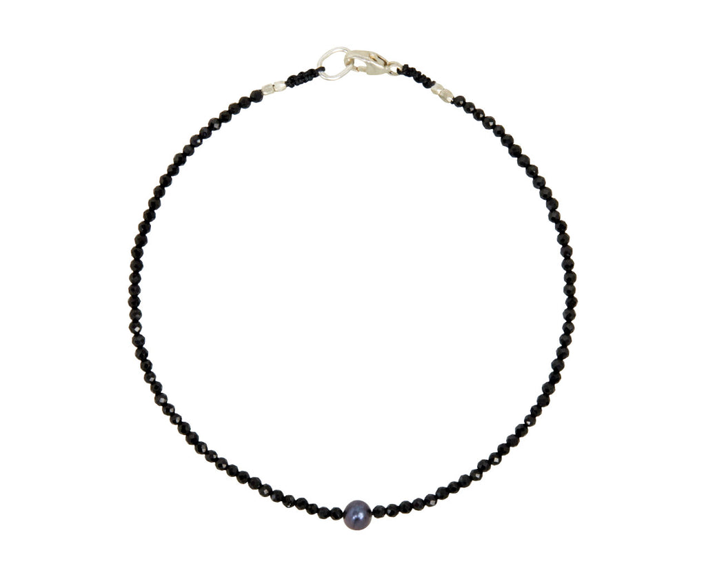 Margaret Solow Black Spinel and Pearl Beaded Bracelet