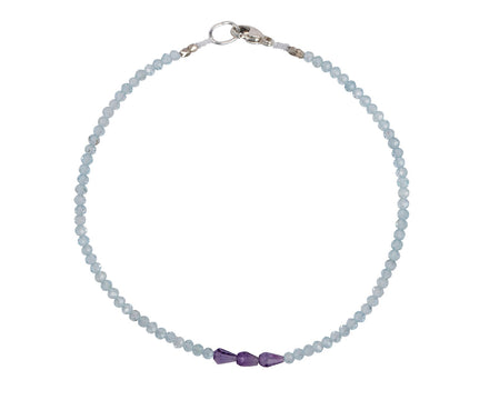 Margaret Solow Blue Topaz and Amethyst Beaded Bracelet