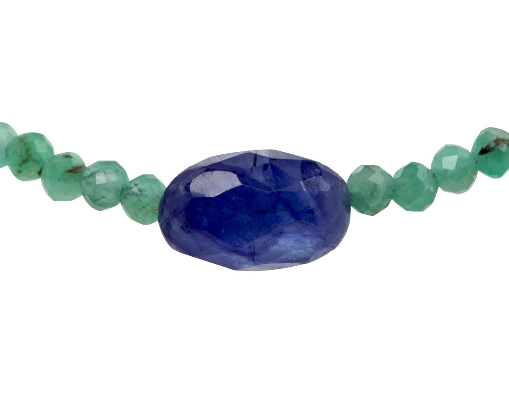 Margaret Solow Emerald and Sapphire Beaded Bracelet - Closeup