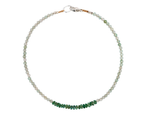Margaret Solow Green Strawberry Quartz and Emerald Beaded Bracelet