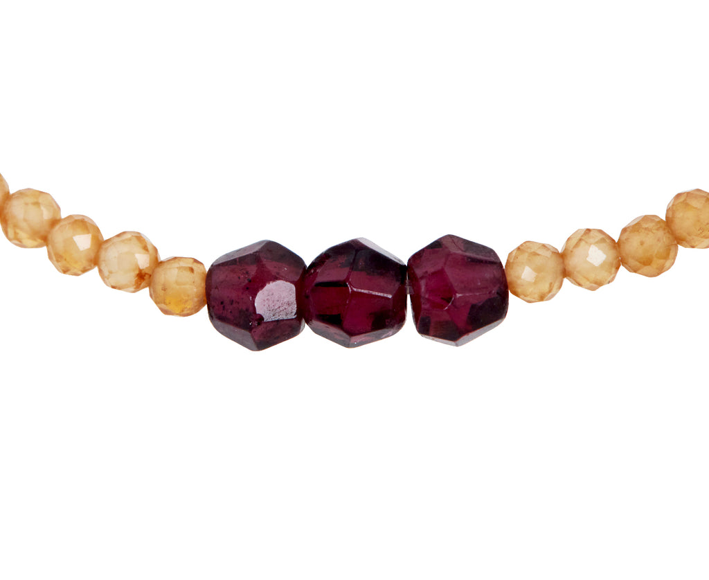 Margaret Solow Hessonite and Red Garnet Beaded Bracelet - closeup