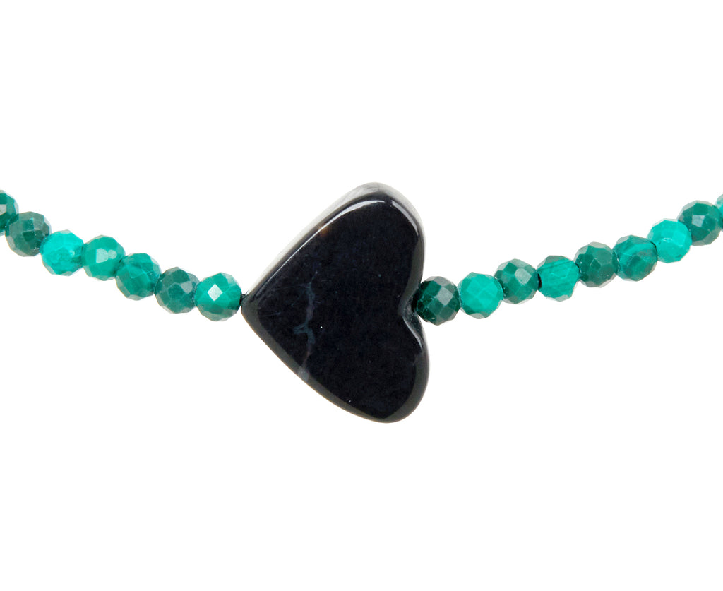 Margaret Solow Malachite and Onyx Beaded Bracelet - closeup