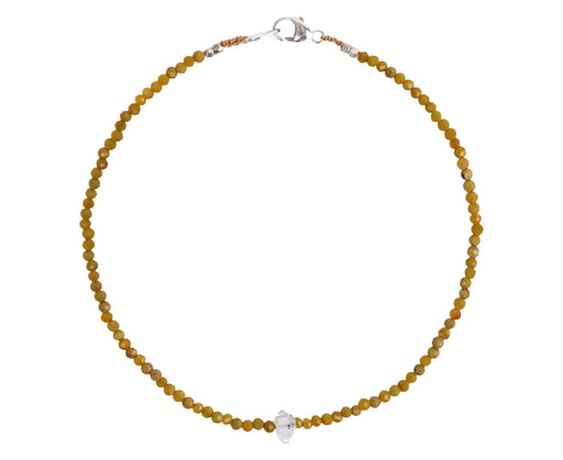 Margaret Solow Olive Opal and Herkimer Quartz Beaded Bracelet