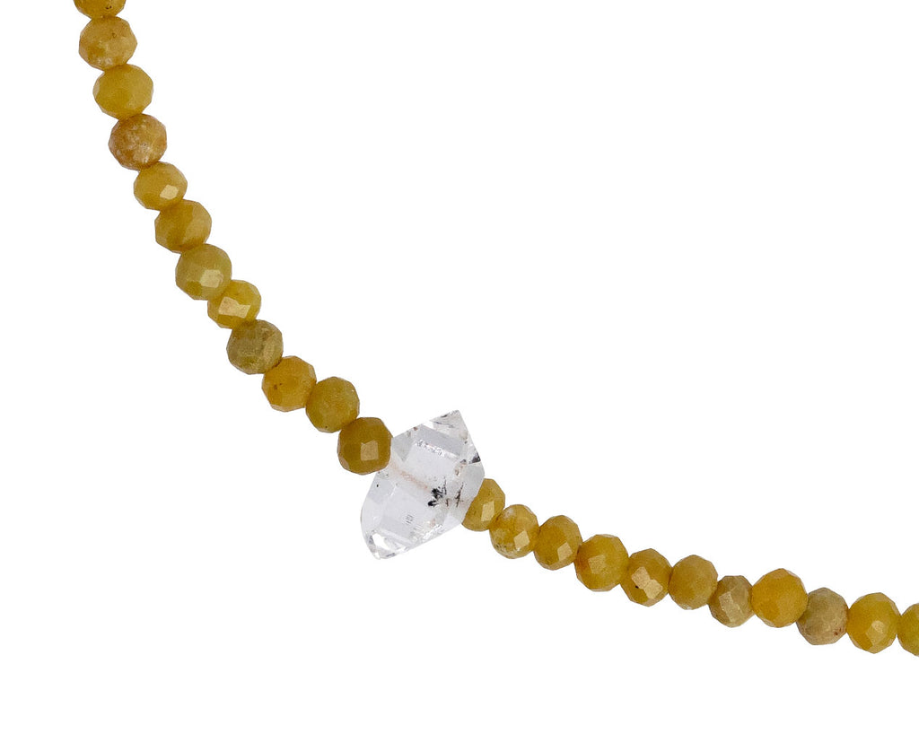 Margaret Solow Olive Opal and Herkimer Quartz Beaded Bracelet - Closeup