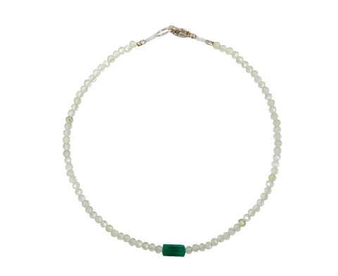 Margaret Solow Prehnite and Emerald Beaded Bracelet