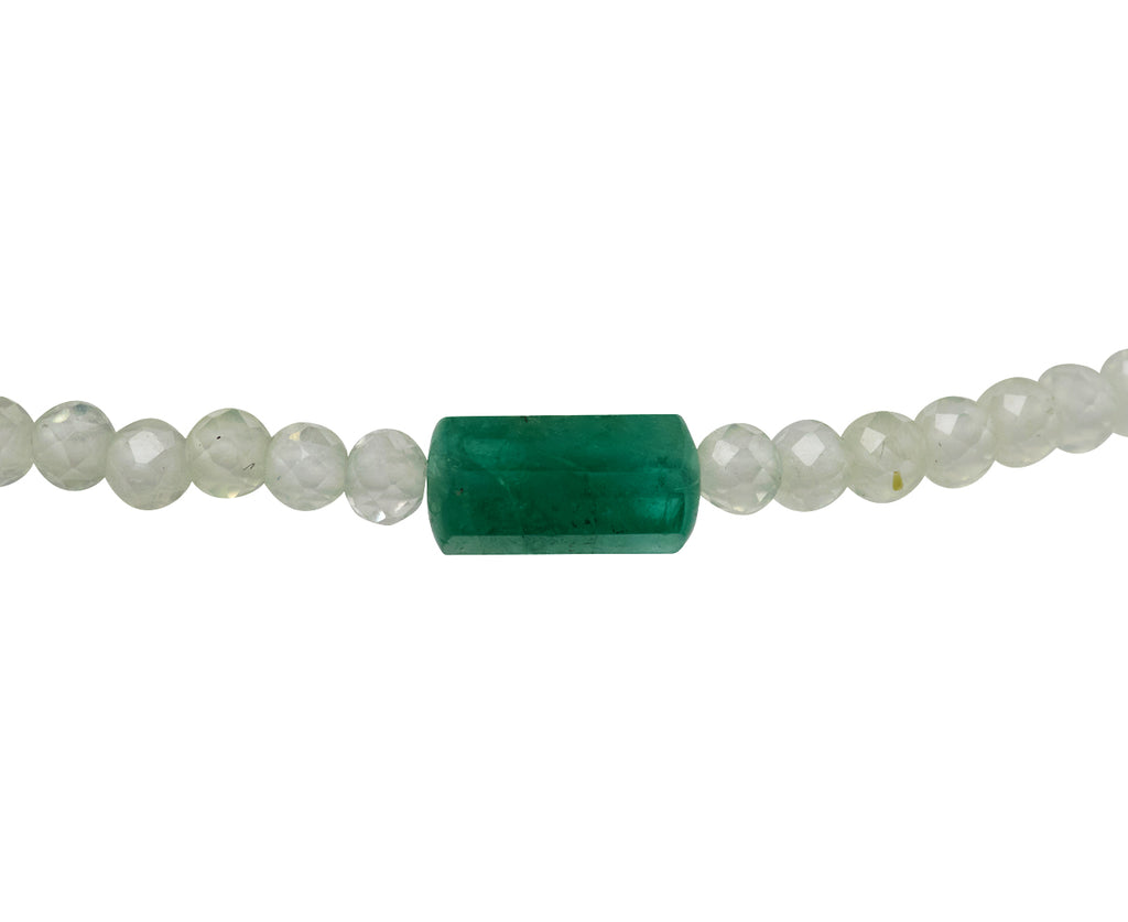 Margaret Solow Prehnite and Emerald Beaded Bracelet - Closeup