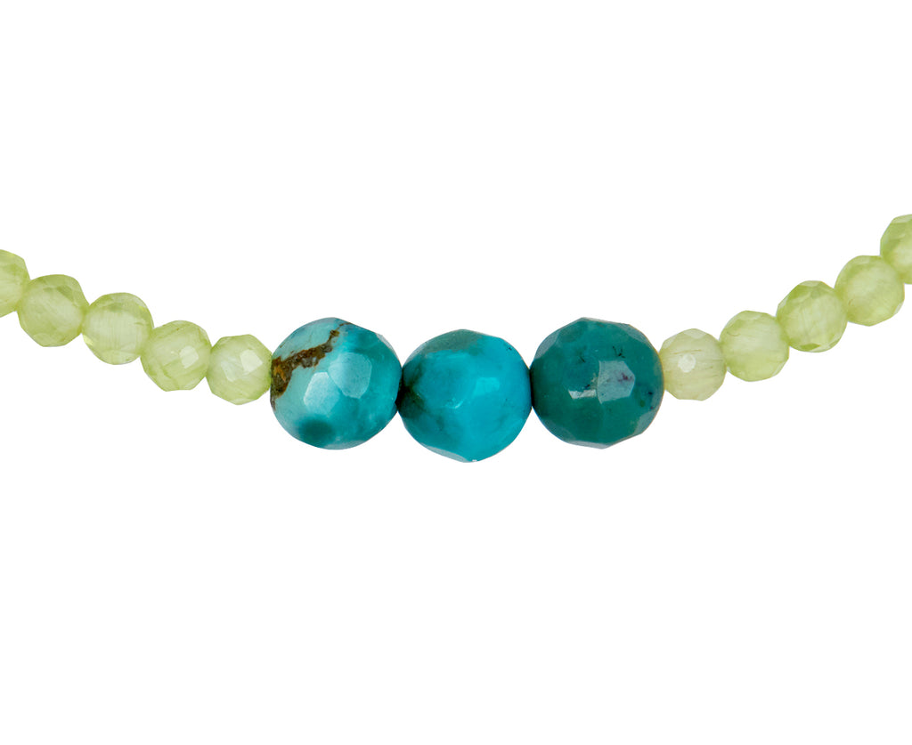 Margaret Solow Peridot and Turquoise Beaded Bracelet - closeup